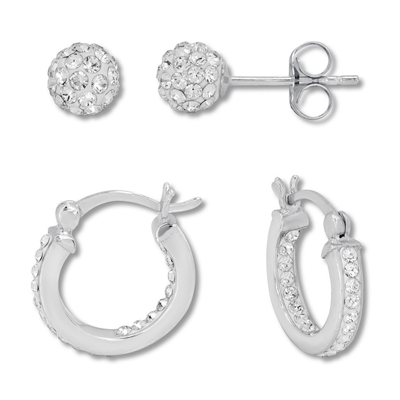 Crystal Earrings Set Sterling Silver