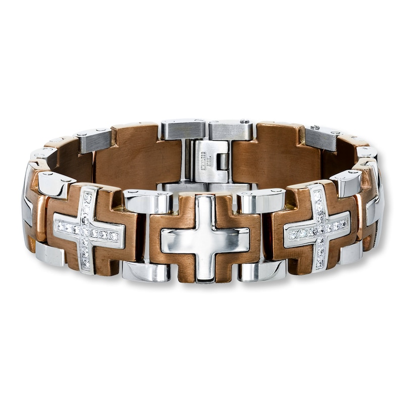 Main Image 1 of Men's Bracelet Cubic Zirconia Stainless Steel 9"