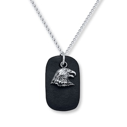 Eagle Leather Dog Tag Men's Necklace Stainless Steel