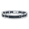 Thumbnail Image 0 of Men's Bracelet Diamond Accent Stainless Steel & Leather 8.5"