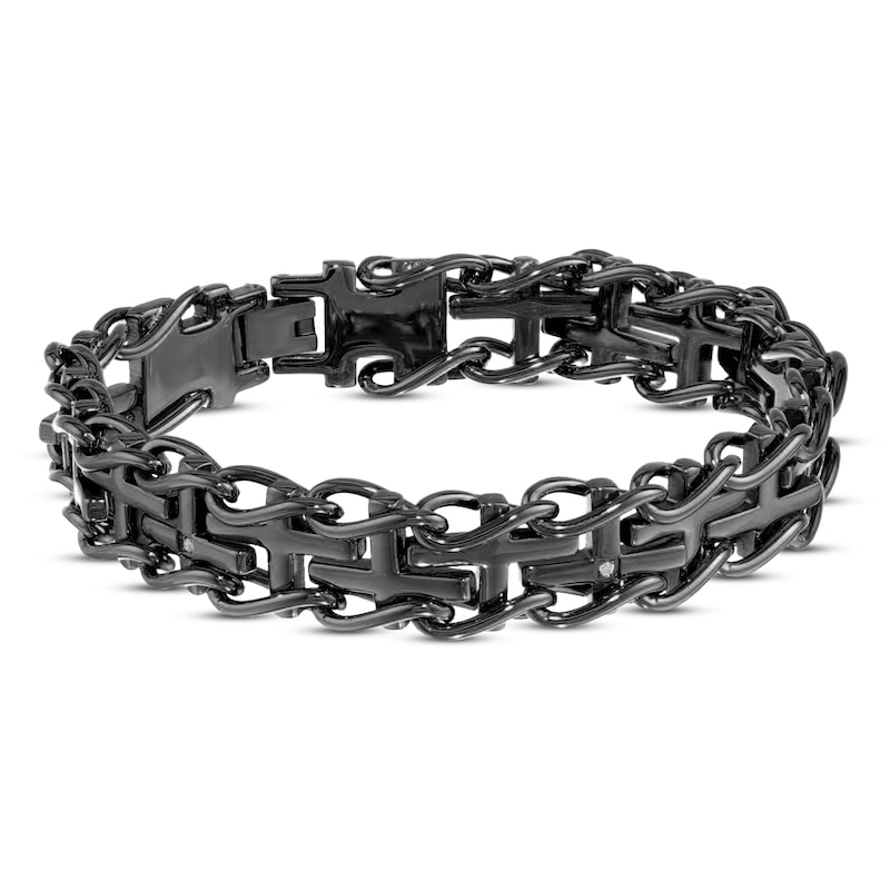 Men's Diamond Bracelet Stainless Steel 8.5"