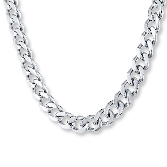 Solid Curb Chain Necklace 6mm Black Ion-Plated Stainless Steel 20