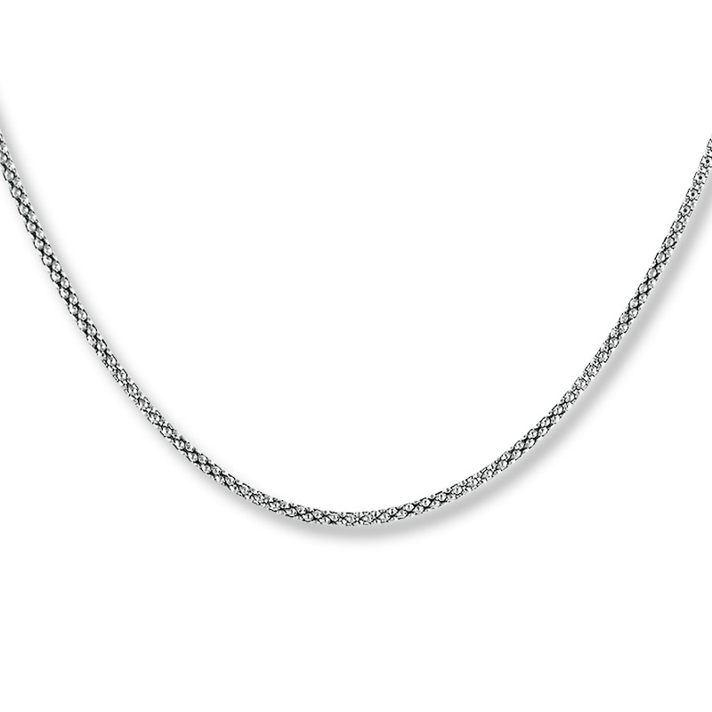 Solid Popcorn Chain Necklace Sterling Silver 24"