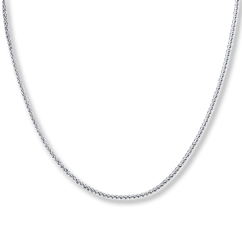 Solid Wheat Chain Necklace Sterling Silver 24"