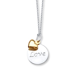 Love Necklace Sterling Silver & 14K Yellow Gold