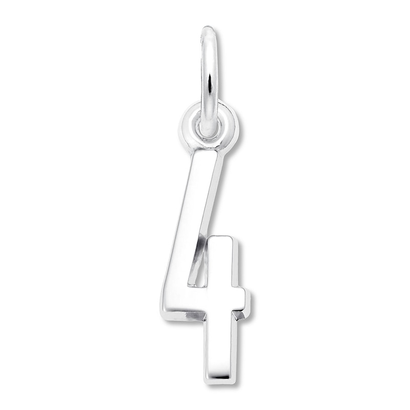 Number 4 Charm Sterling Silver