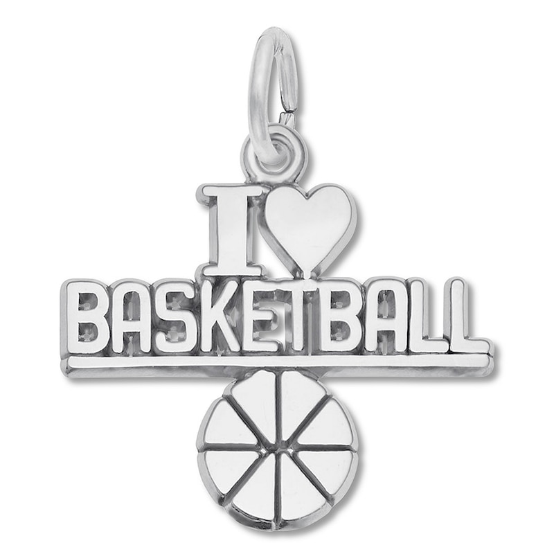 I Love Basketball Sterling Silver Charm
