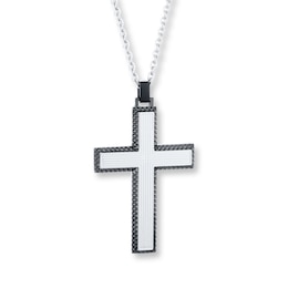 Men's Cross Necklace Stainless Steel 22&quot;