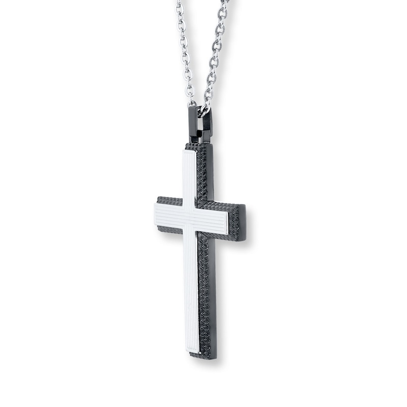 Men's Cross Necklace Stainless Steel 22"