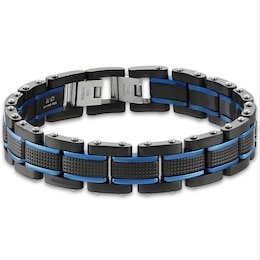 Men's Link Bracelet Black Stainless Steel 8.25"