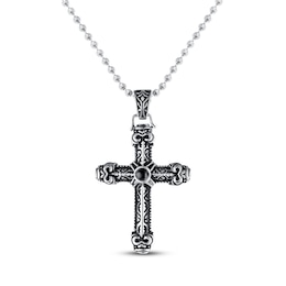 Men's Cross Necklace Black Ion Plating Stainless Steel
