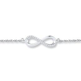 Infinity Symbol Anklet 1/20 ct tw Diamonds Sterling Silver 9&quot;