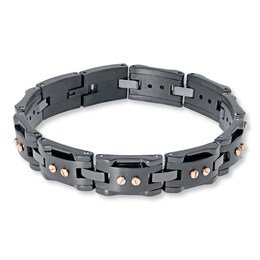 Men's Bracelet Rose/Black Ion Plating Stainless Steel