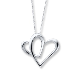 Mother Part of My Heart Double Heart Necklace Sterling Silver