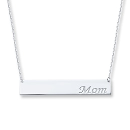 Mom Bar Necklace Sterling Silver
