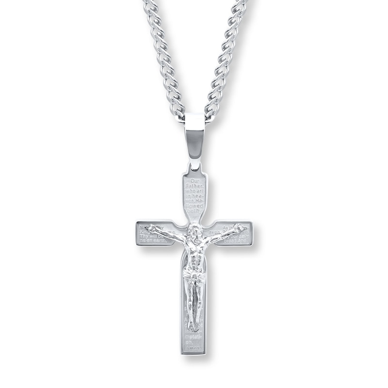 Crucifix Necklace Lord's Prayer Stainless Steel