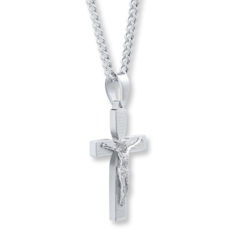 Crucifix Necklace Lord's Prayer Stainless Steel