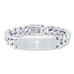 Men's ID Bracelet Lord's Prayer Stainless Steel 8.5&quot;
