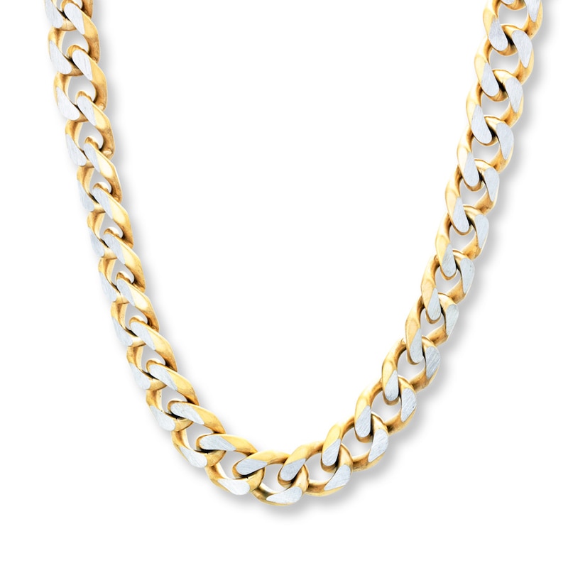 Solid Curb Chain Necklace 11mm Yellow Ion-Plated Stainless Steel 22"