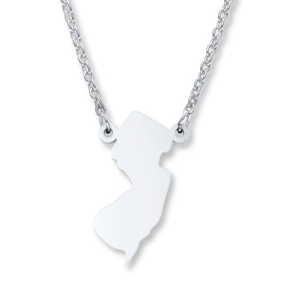 New Jersey State Necklace Sterling Silver