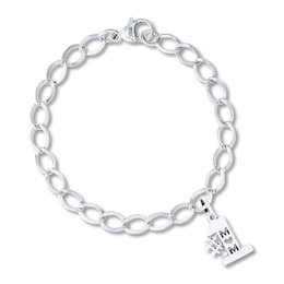#1 Mom Charm Bracelet Sterling Silver 7&quot;