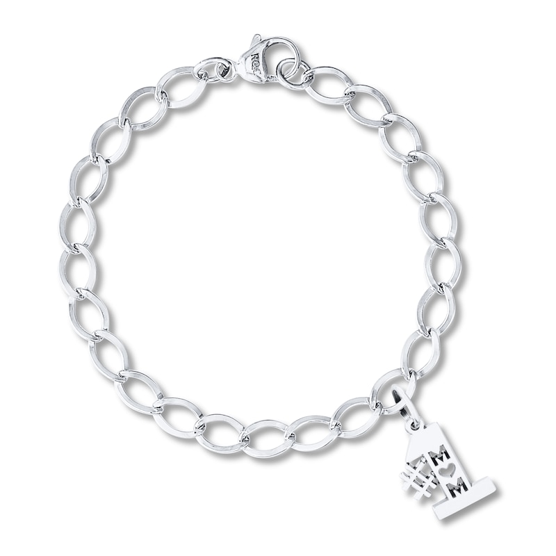 #1 Mom Charm Bracelet Sterling Silver 7"