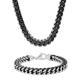 Men's Foxtail Chain Necklace & Bracelet Set Stainless Steel