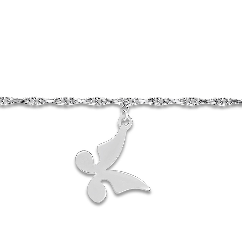 Butterfly Anklet Sterling Silver 9"