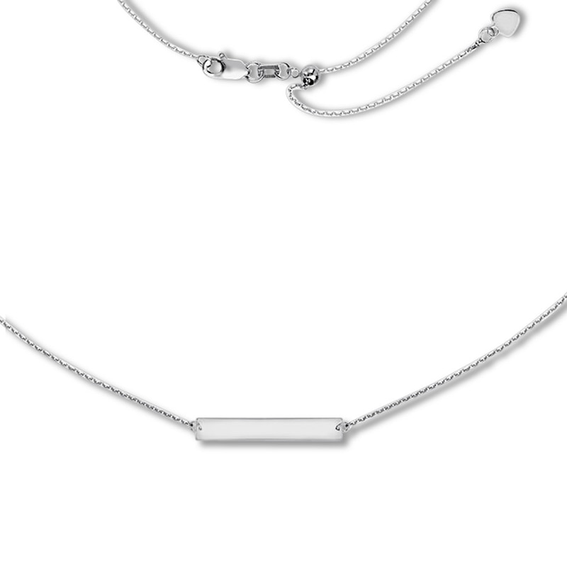 Bar Choker Necklace Sterling Silver 16" Adjustable