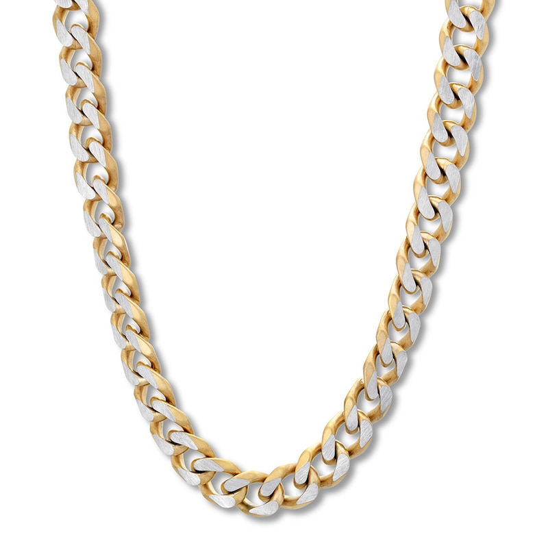 Curb Chain Necklace Stainless Steel & Yellow Ion-Plated 30"