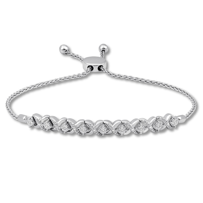 Main Image 1 of Diamond Accent "XO" Bolo Bracelet 1/4 ct tw Sterling Silver 8.75"