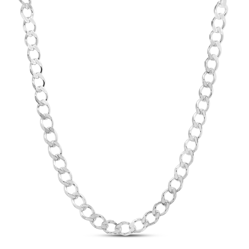 Main Image 1 of Pave Curb Link Necklace Solid Sterling Silver 24"