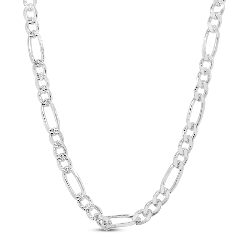 Solid Figaro Link Chain Necklace Sterling Silver 20"