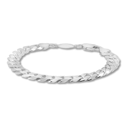 Solid Pave Curb Link Bracelet Sterling Silver 8&quot;