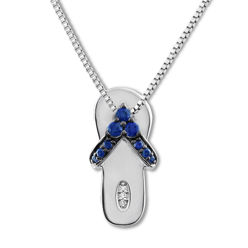 Main Image 1 of Flip Flop Necklace Lab-Created Sapphires Sterling Silver
