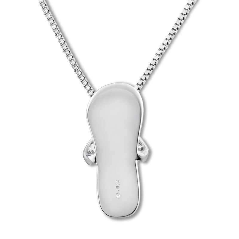 Main Image 4 of Flip Flop Necklace Lab-Created Sapphires Sterling Silver