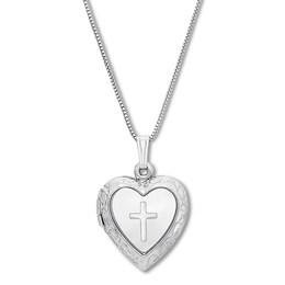 Heart & Cross Locket Necklace Sterling Silver