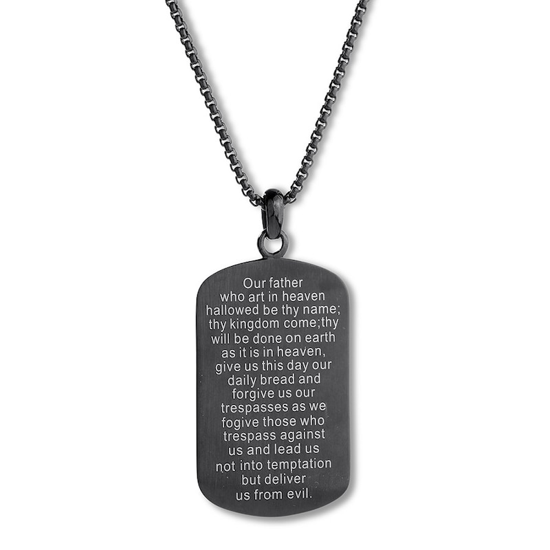 Dog Tag Necklace with Cross Stainless Steel