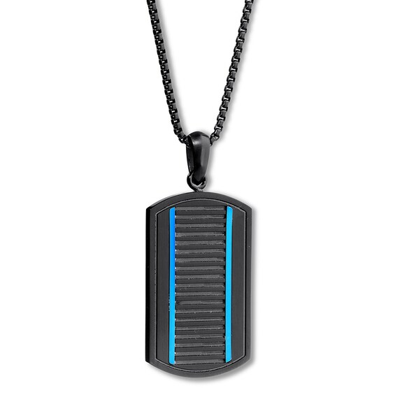 Striped Dog Tag Necklace Stainless Steel