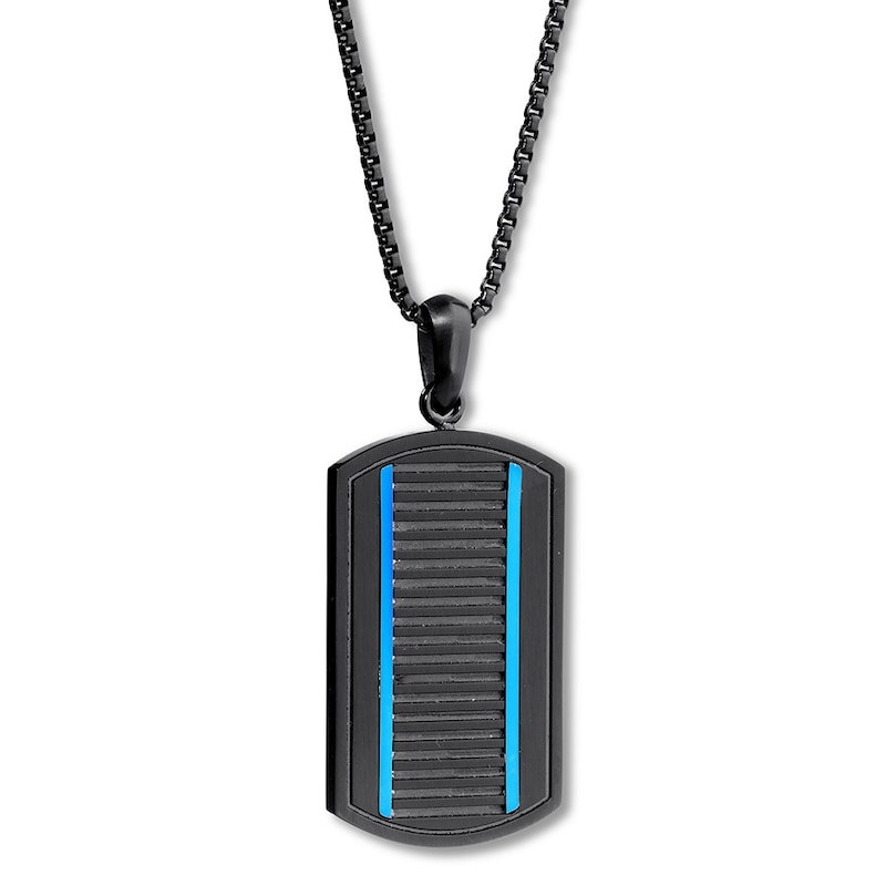 Main Image 1 of Striped Dog Tag Necklace Stainless Steel