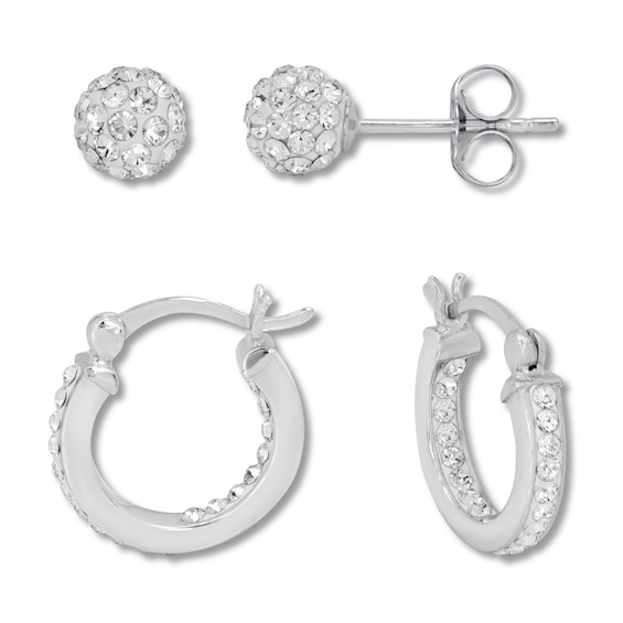 Crystal Earrings Set Sterling Silver