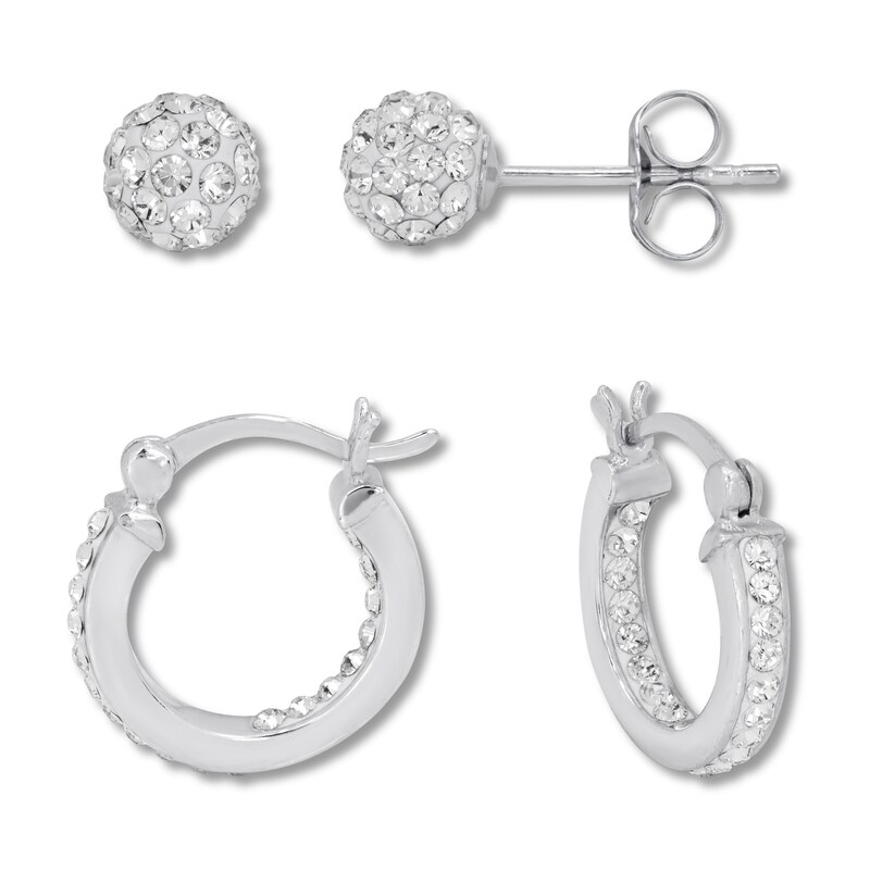 Main Image 1 of Crystal Earrings Set Sterling Silver