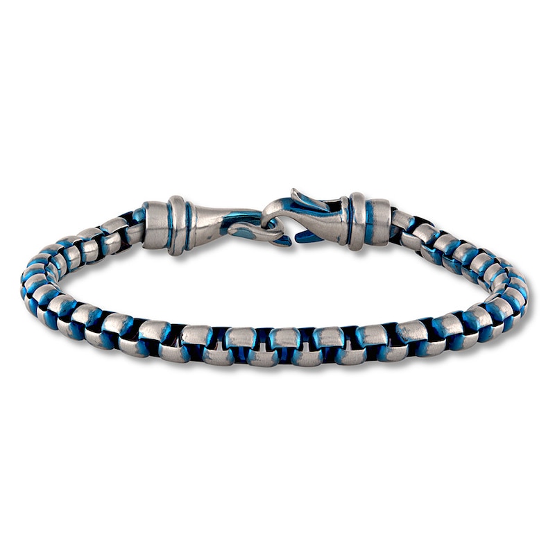 Main Image 1 of Chain Bracelet Solid Stainless Steel/Blue Ion-Plating 8.5"