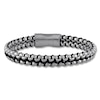 Thumbnail Image 1 of Men's Link Bracelet Stainless Steel/Black Leather 8.5"