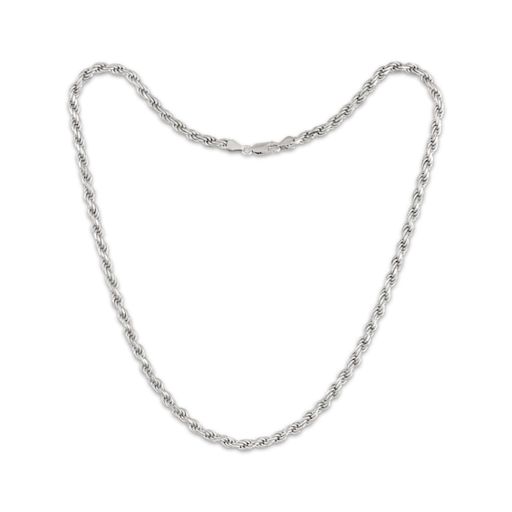 Diamond-Cut Rope Chain Necklace Solid Sterling Silver 22"