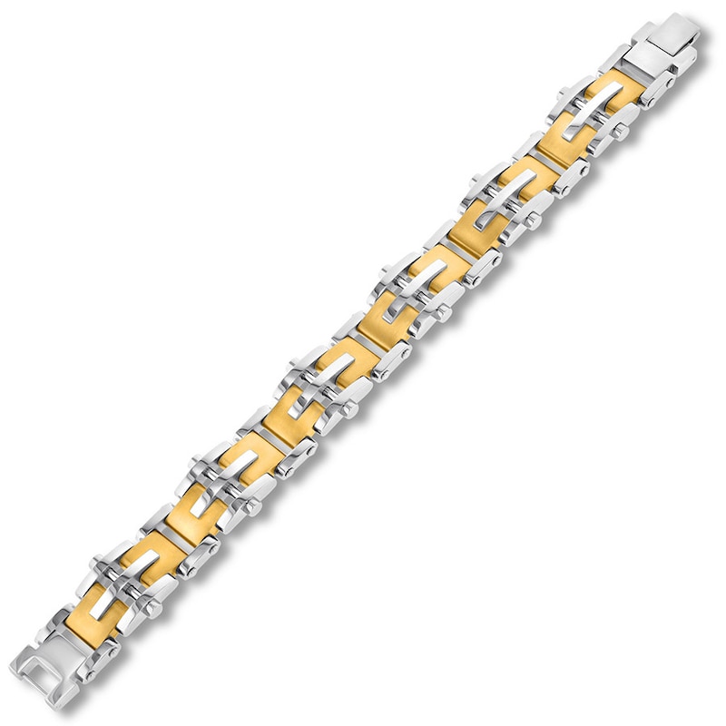 Men's Link Bracelet Stainless Steel/Yellow Ion-Plating 8.5"