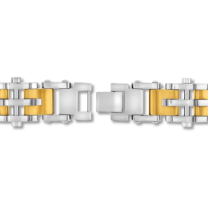 Men's Link Bracelet Stainless Steel/Yellow Ion-Plating 8.5"