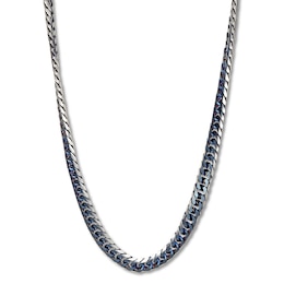 Chain Necklace Solid Stainless Steel & Blue Ion-Plating 30"