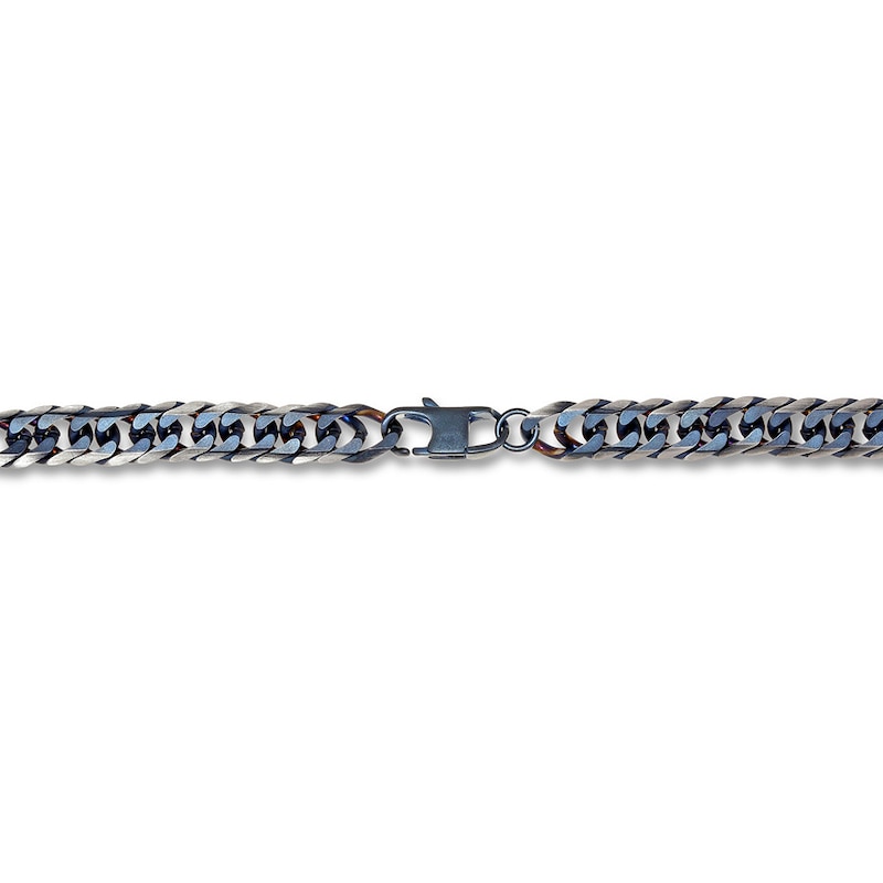 Solid Chain Necklace Stainless Steel & Blue Ion-Plating 30"