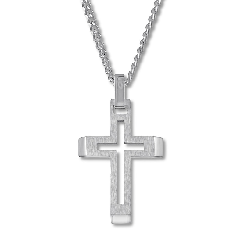 Men's Cross Necklace Stainless Steel 24"